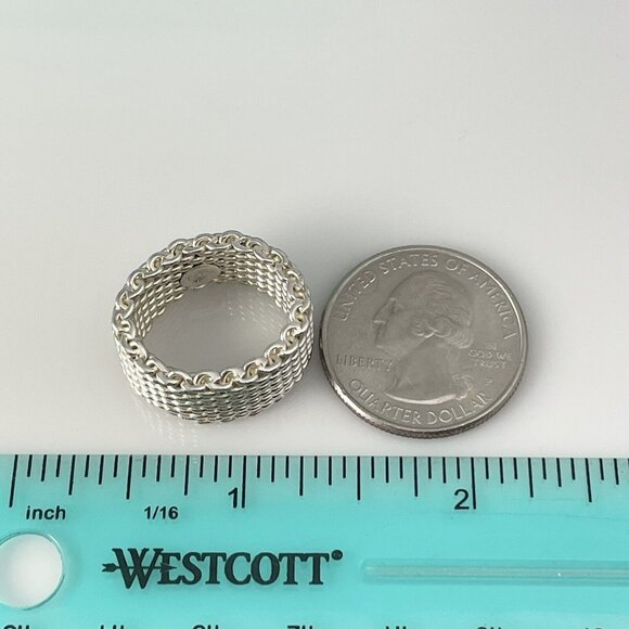 Size 6 Tiffany Somerset Ring Mesh Basket Weave in Sterling Silver With Blue Box - Picture 6 of 6